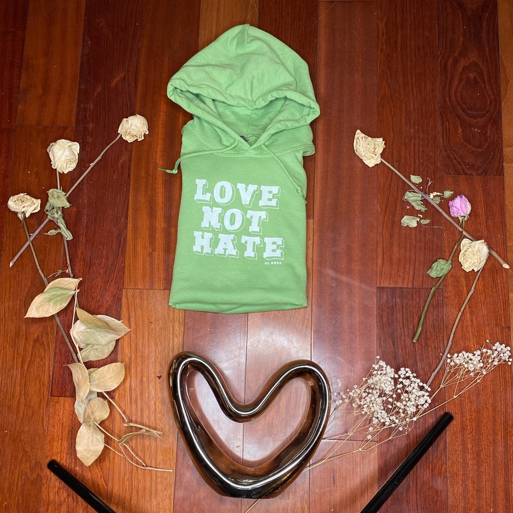 LOVE NOT HATE hoodie (Lime green)